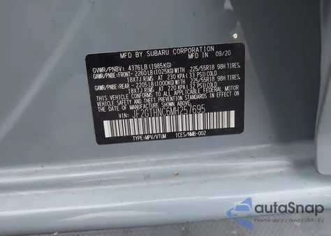 2021 Subaru Crosstrek Limited из США, поврежденный, VIN JF2GTHNC6MH257695